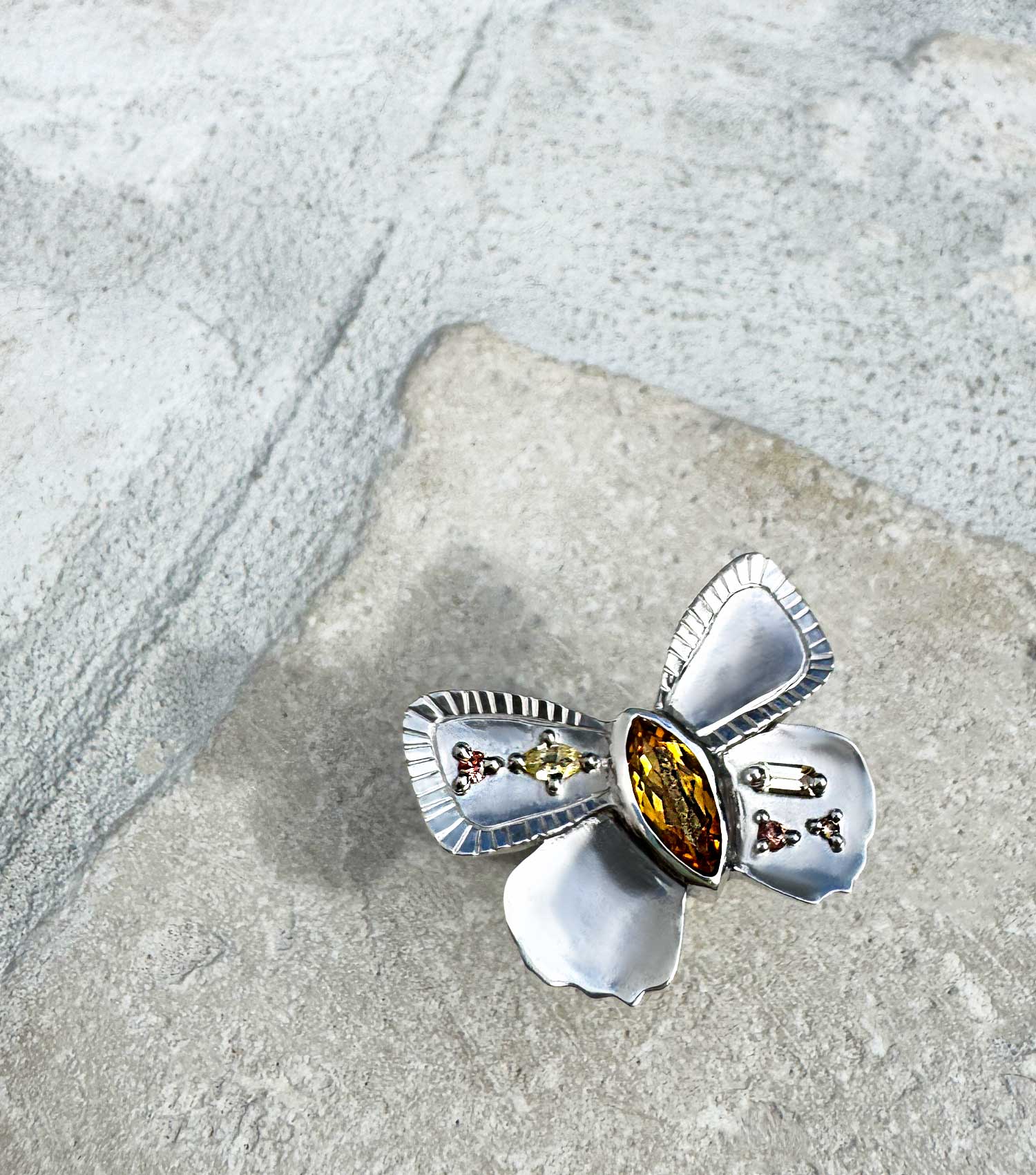 KIPEPEO CITRINE SUNRISE BUTTERFLY RING