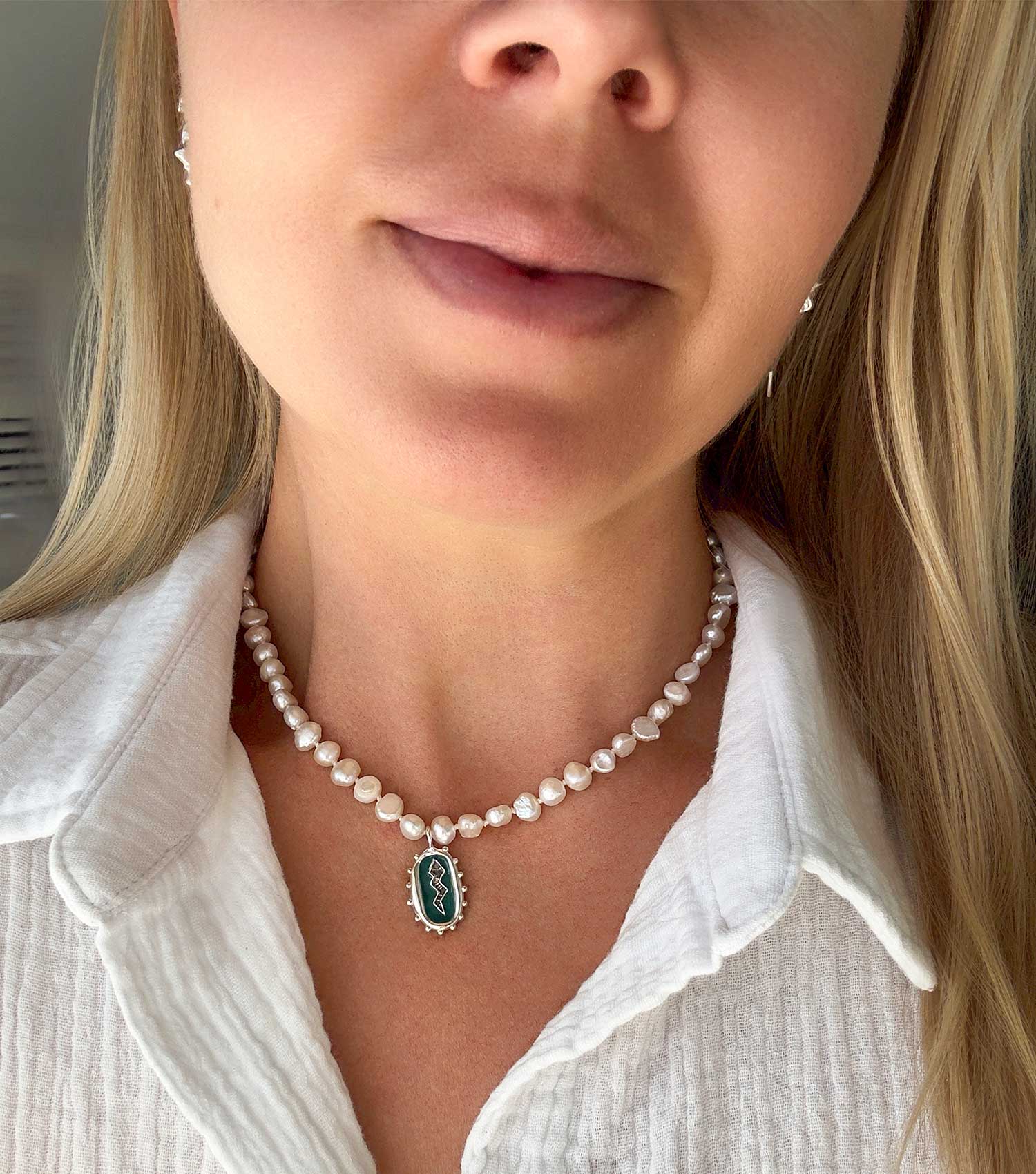 NYOKA PEARL & ENAMEL NECKLACE