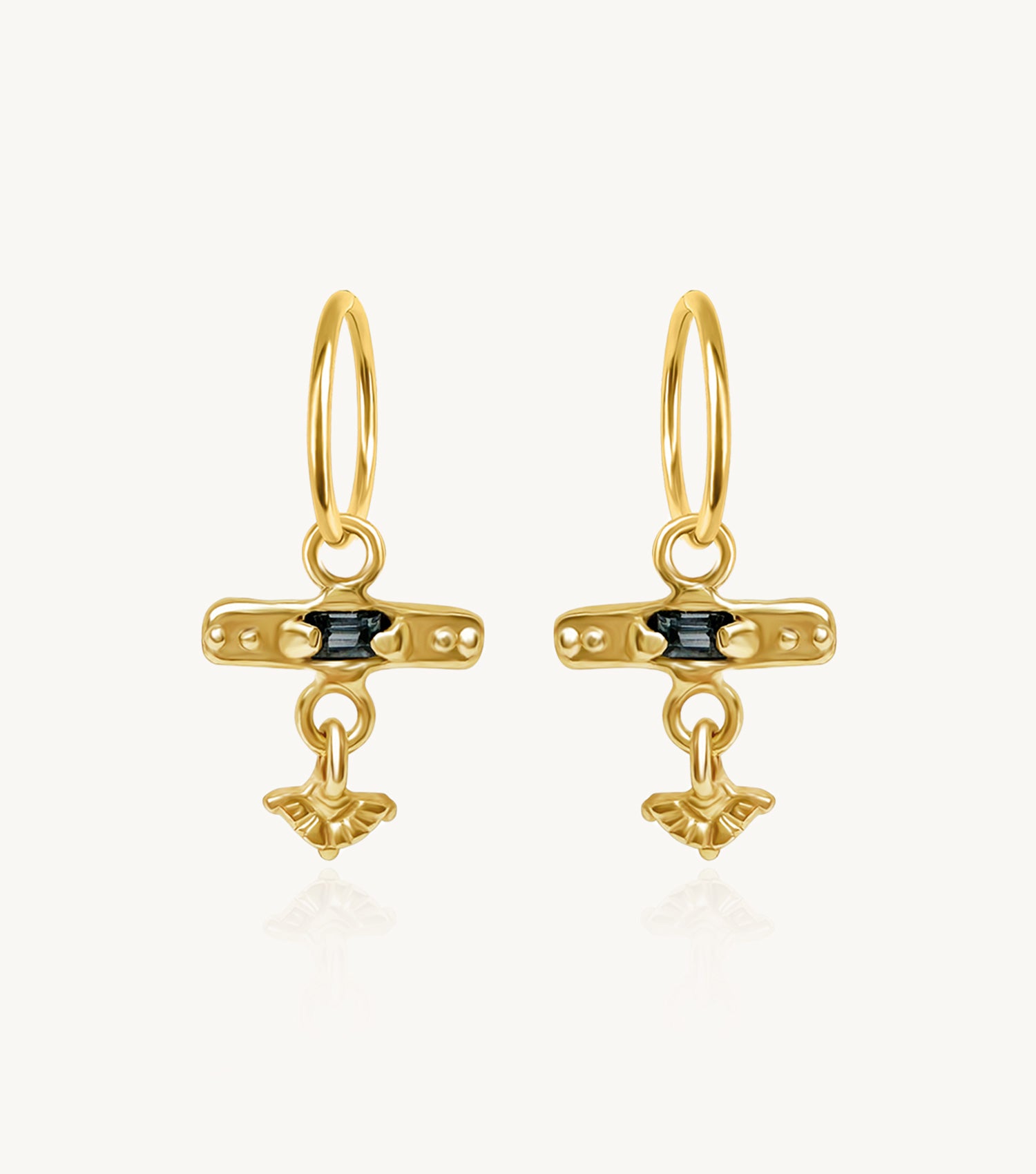 TOTEM CHARM HOOPS 9CT GOLD