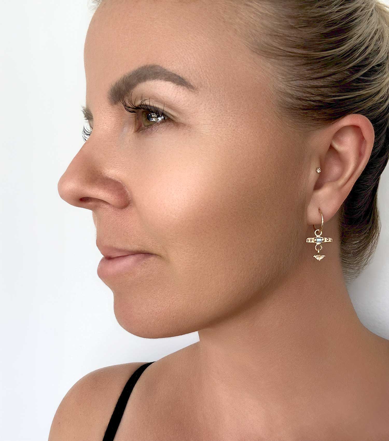 TOTEM CHARM HOOPS 9CT GOLD