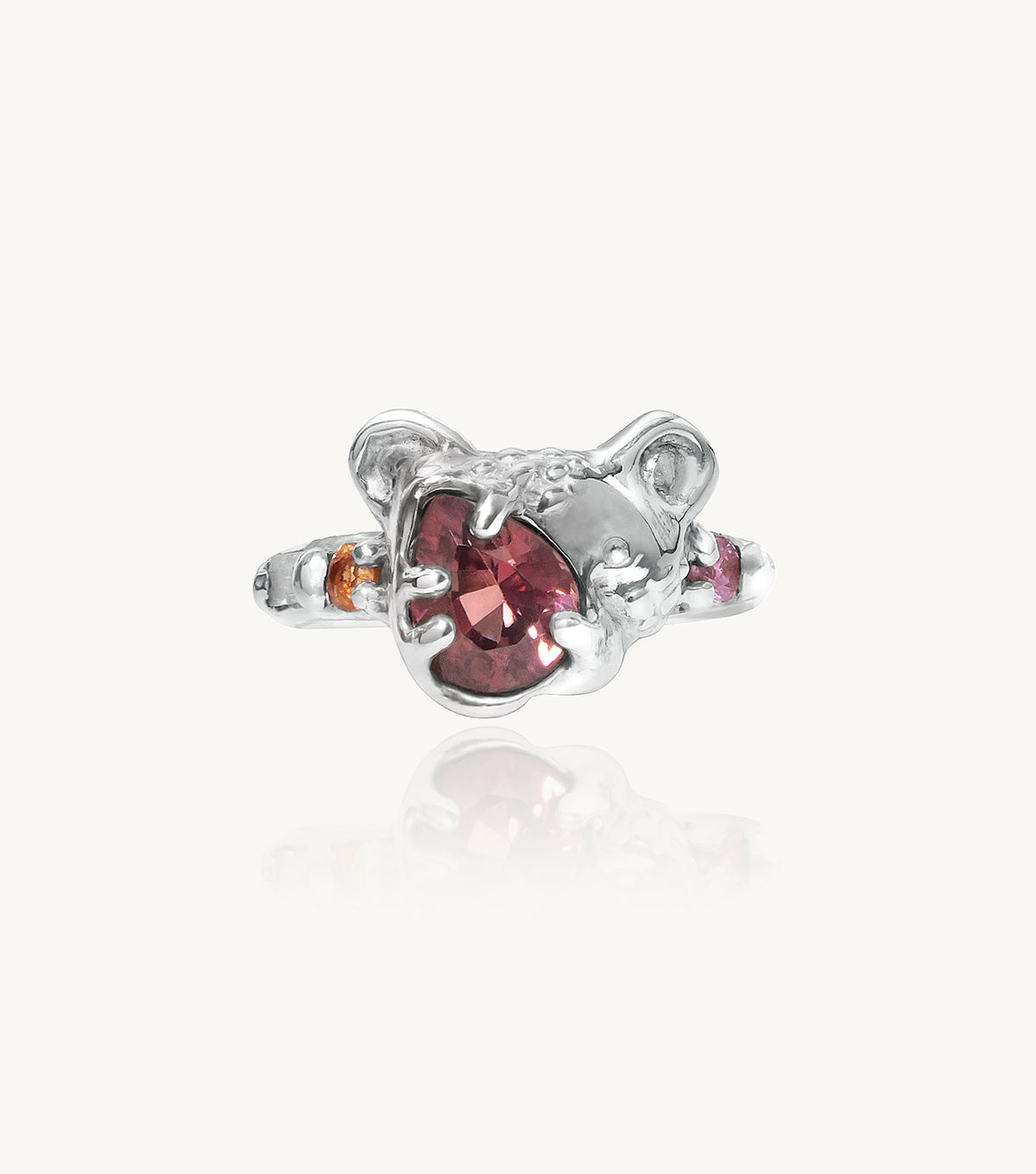 CHUI LEOPARD SPINEL & SILVER RING