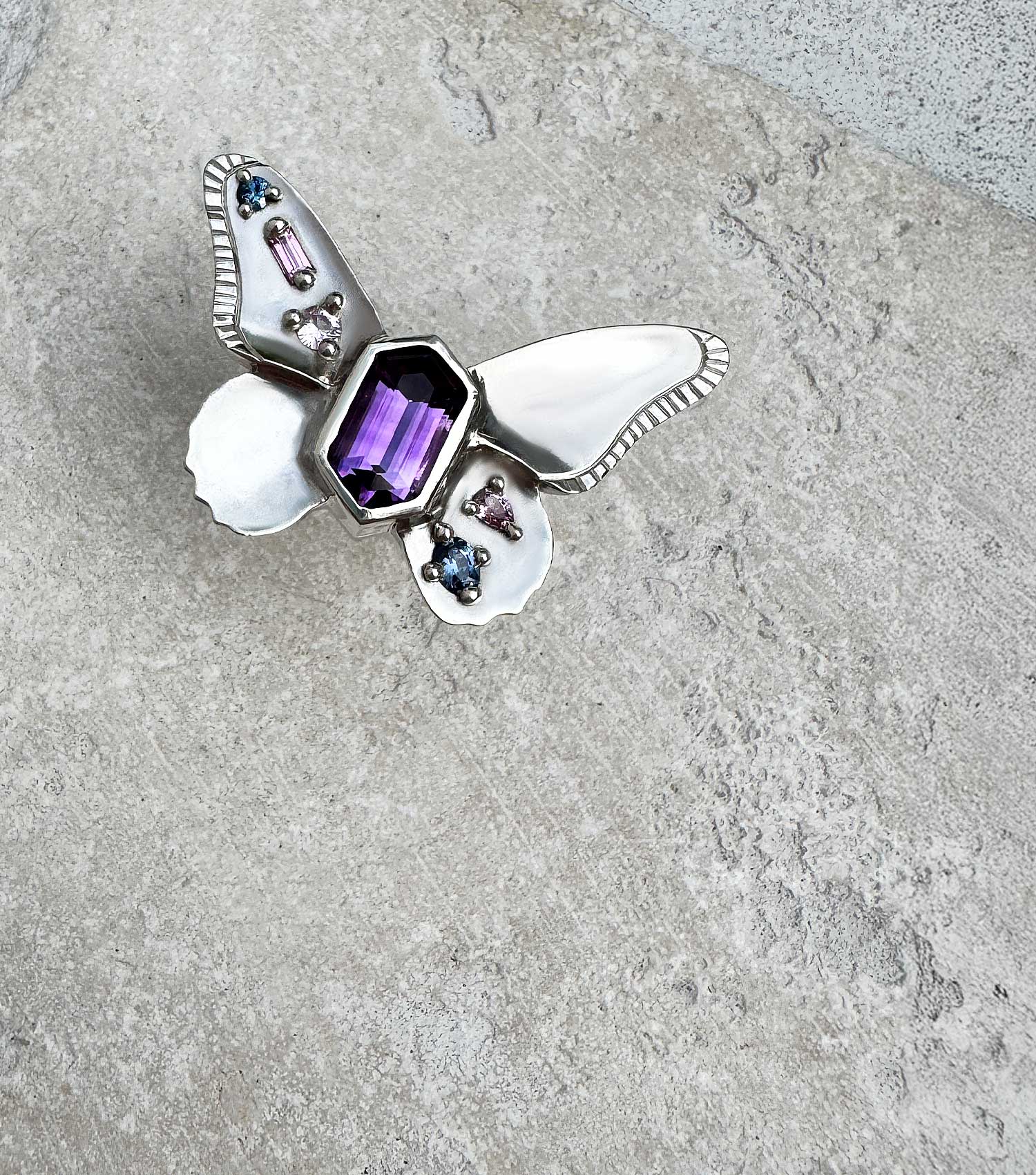 KIPEPEO AMETHYST TWILIGHT BUTTERFLY RING