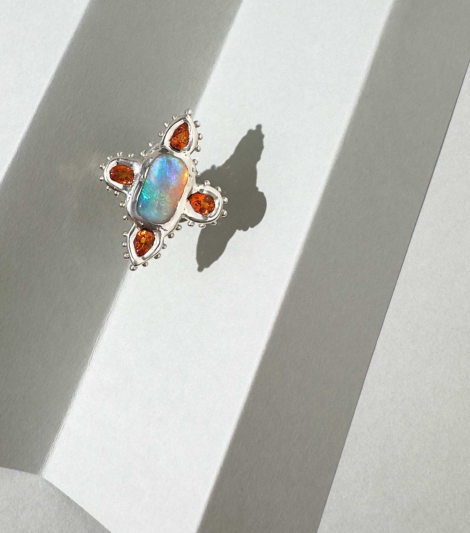 RELIC OPAL & GARNET RING