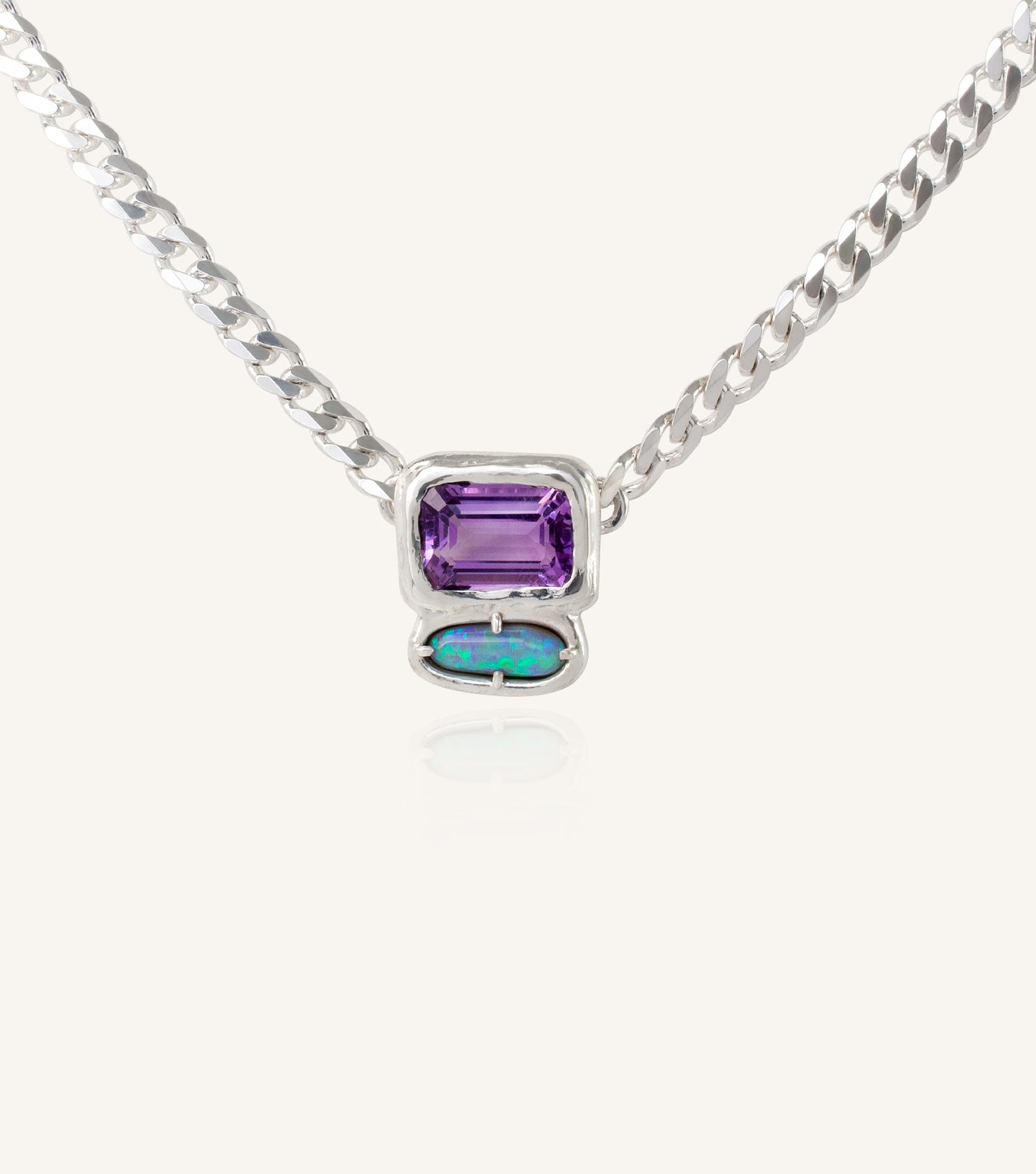TAJI AMETHYST & BLACK OPAL NECKLACE