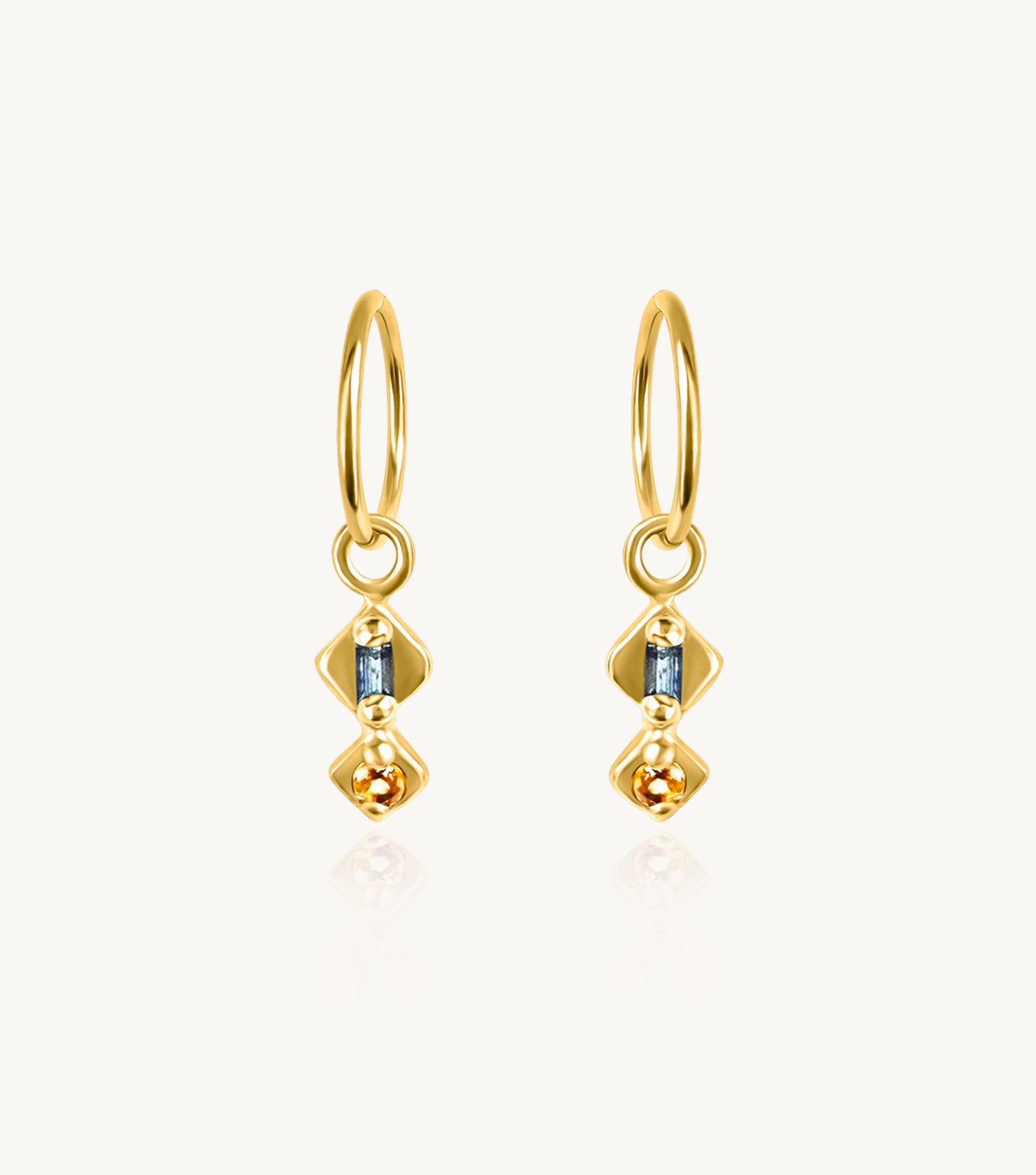 ZULU LOVE LETTER CHARM HOOPS 9CT GOLD